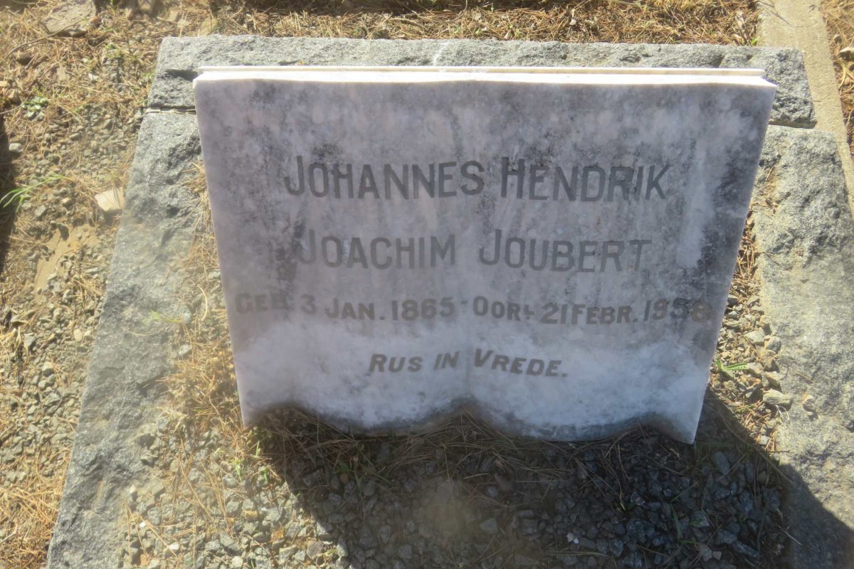 JOUBERT Johannes Hendrik Joachim 1865-1958