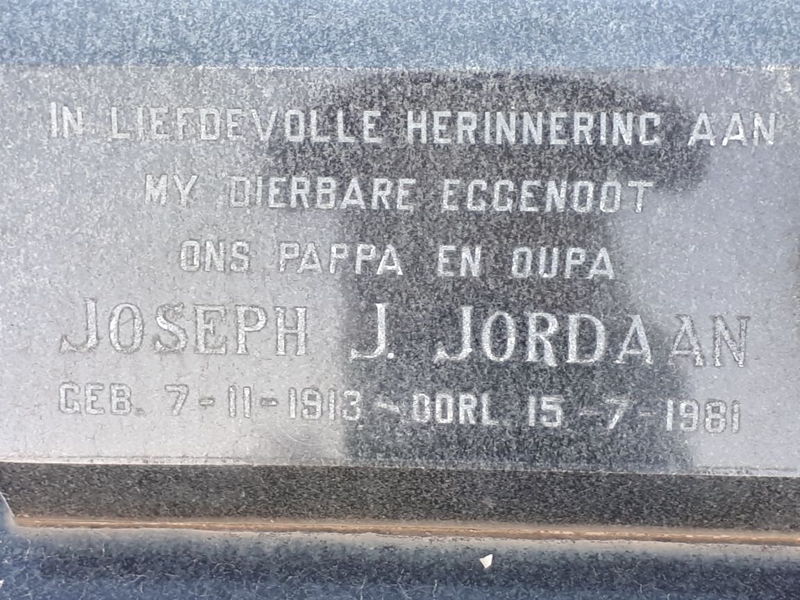 JORDAAN Joseph J. 1913-1981