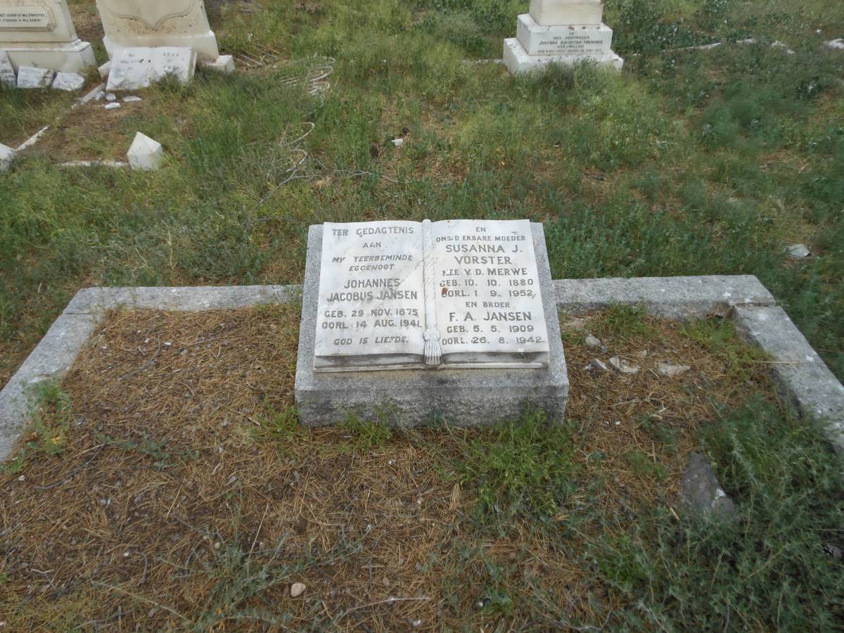JANSEN Johannes Jacobus 1875-1941 &amp; Susanna J. VORSTER 1880-1952 :: JANSEN F.A. 1900-1942