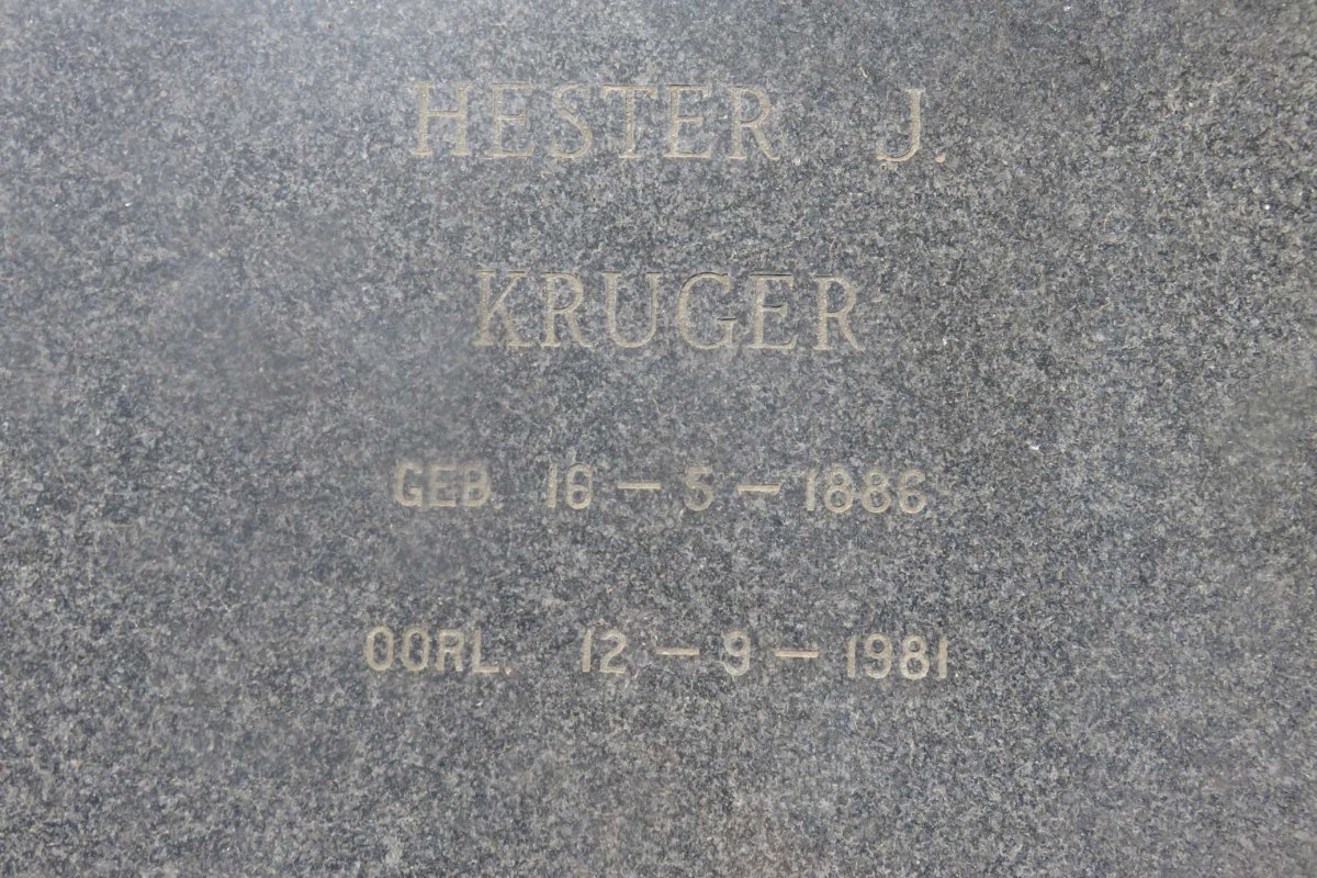 KRUGER Hester J. 1886-1981