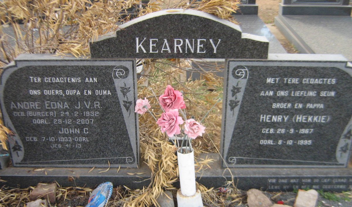 KEARNEY John C. 1933- &amp; André Edna J.V.R. BURGER 1932-2007 :: KEARNEY Henry 1967-1995