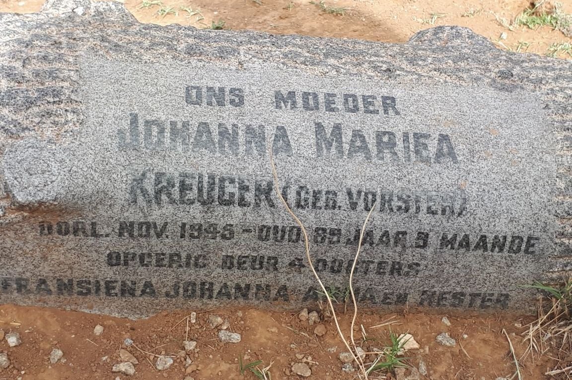 KREUGER Johanna Mariea nee VORSTER -1945