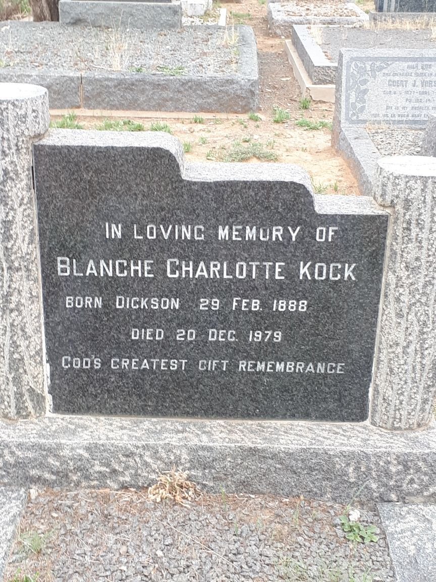 KOCK Blanche Charlotte nee DICKSON 1888-1979