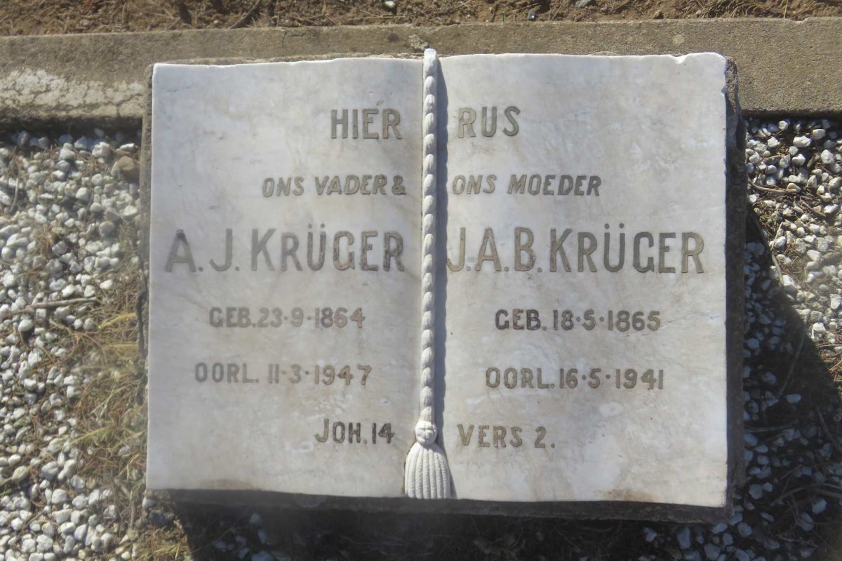 KRÜGER A.J. 1864-1947 &amp; J.A.B. 1865-1941