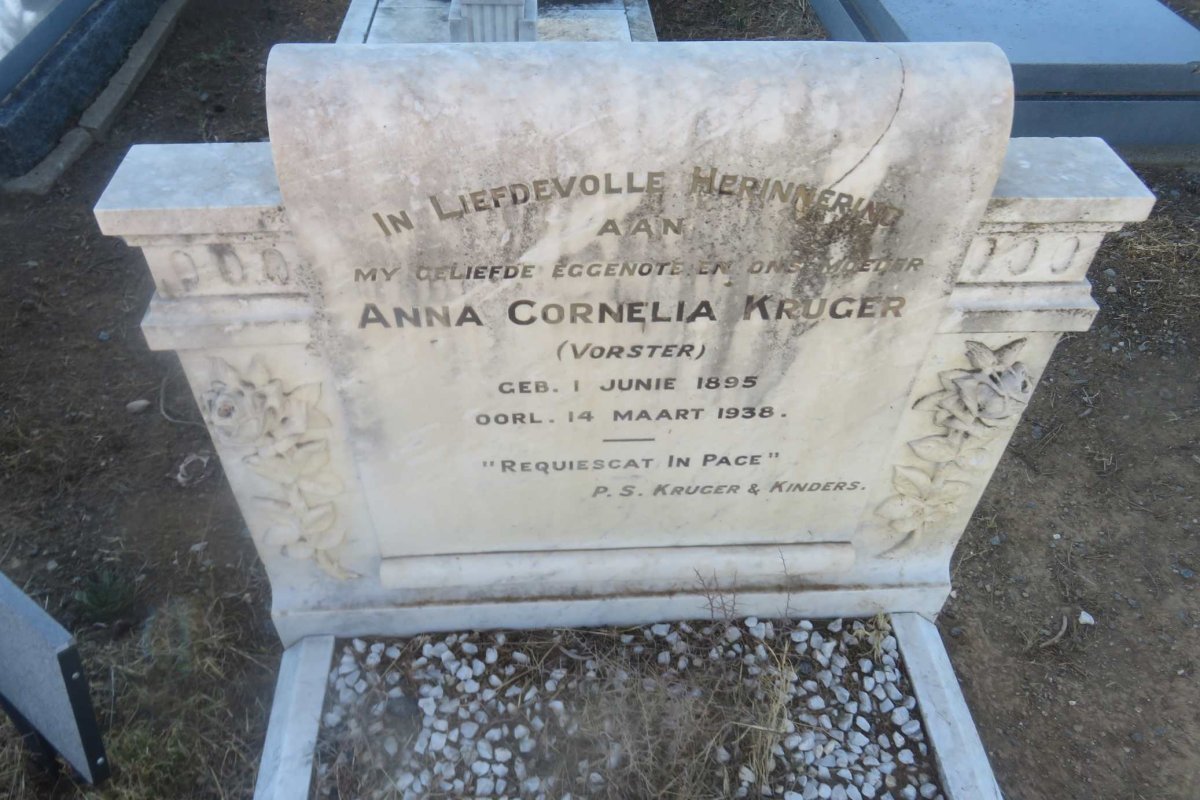 KRUGER Anna Cornelia nee VORSTER 1895-1938