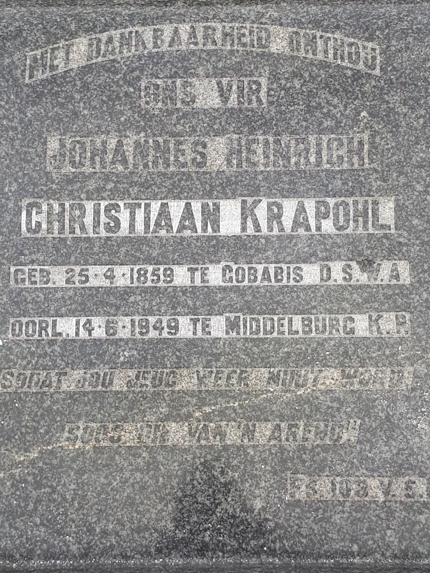 KRAPOHL Johannes Heinrich Christiaan 1859-1949