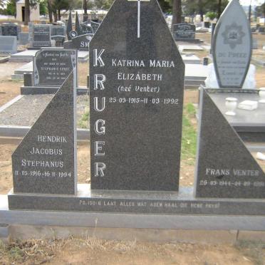 KRUGER Hendrik Jacobus Stephanus 1916-1994 &amp; Katrina Maria Elizabeth VENTER 1915-1992 :: KRUGER Frans Venter 1944-1991