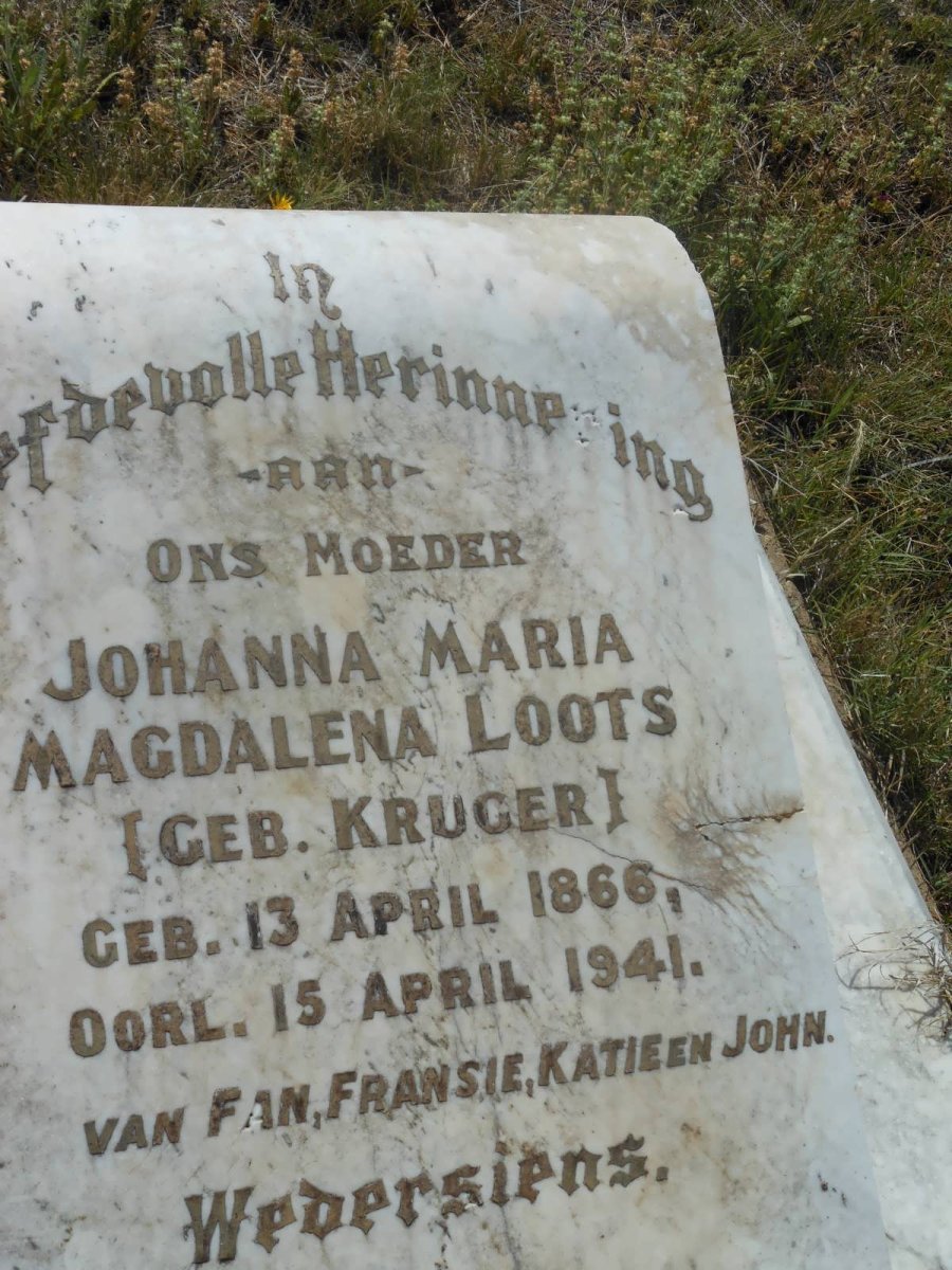 LOOTS Johanna Maria Magdalena nee KRUGER 1866-1941
