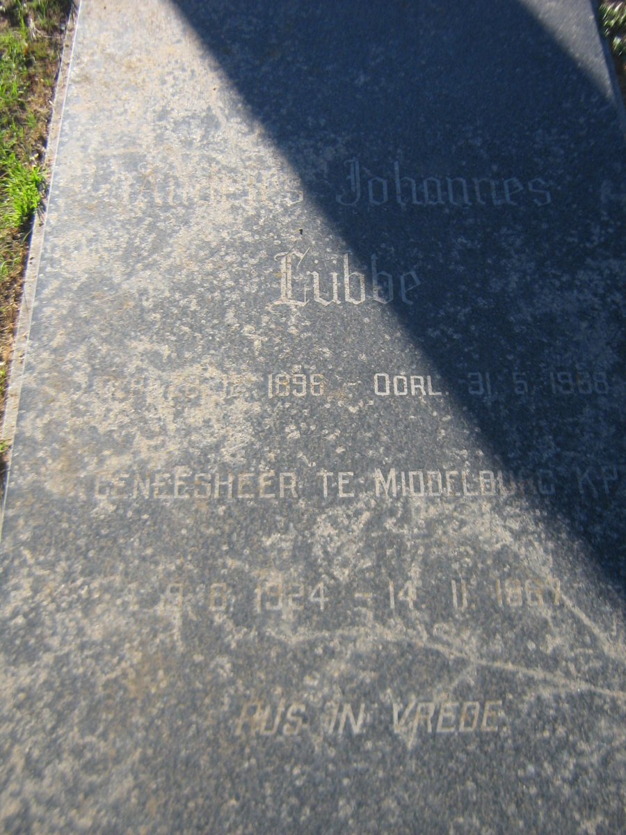 LÜBBE Andries Johannes 1896-1968