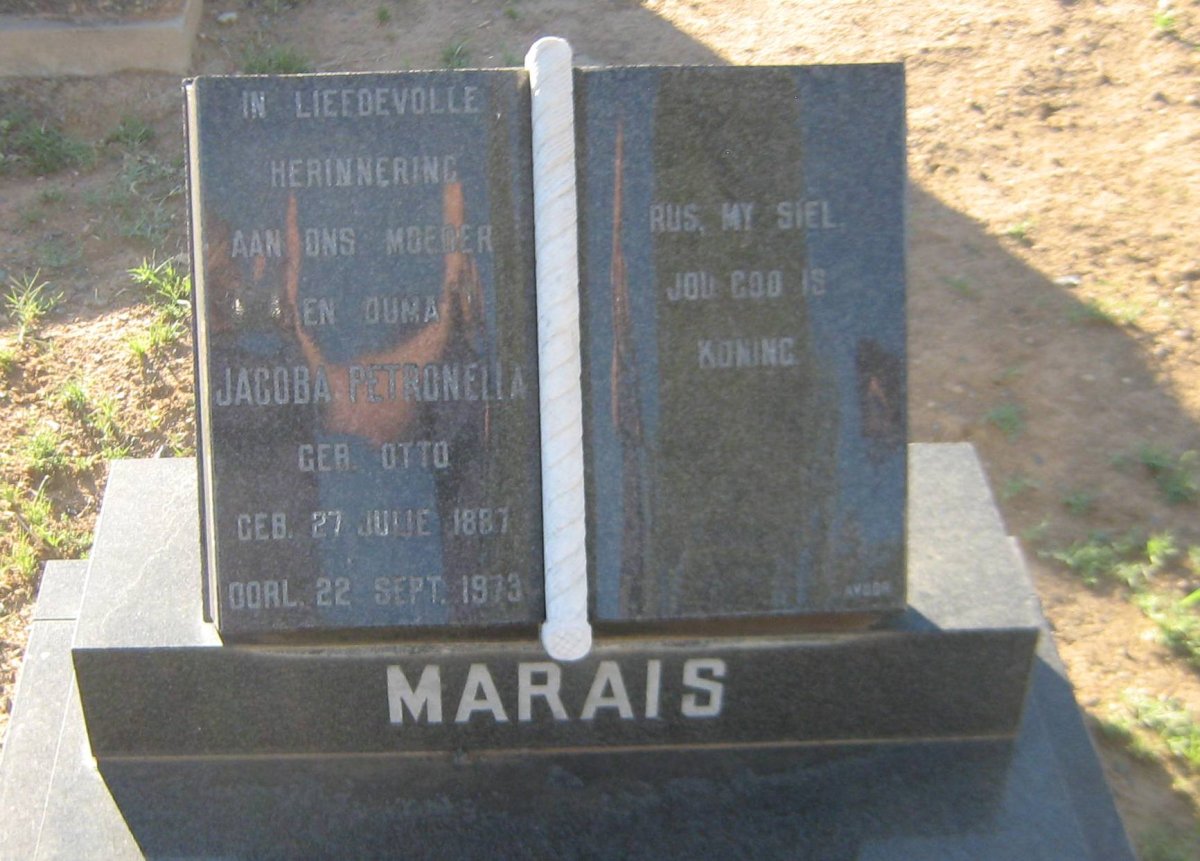 MARAIS Jacoba Petronella nee OTTO 1887-1973