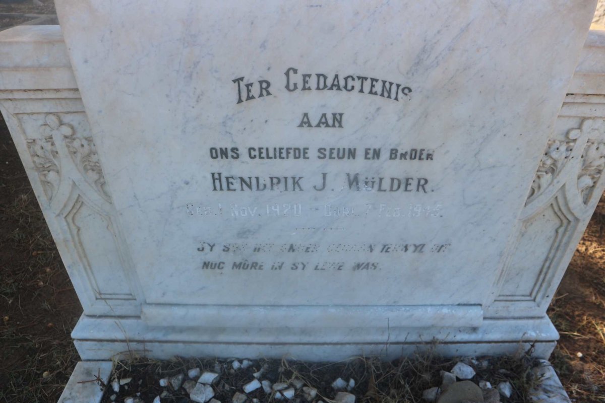 MULDER Hendrik J. 1920-1945