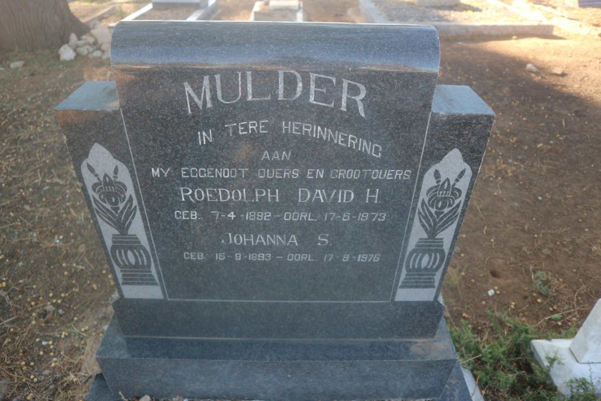 MULDER Roedolph David H. 1892-1973 &amp; Johanna S. 1893-1976