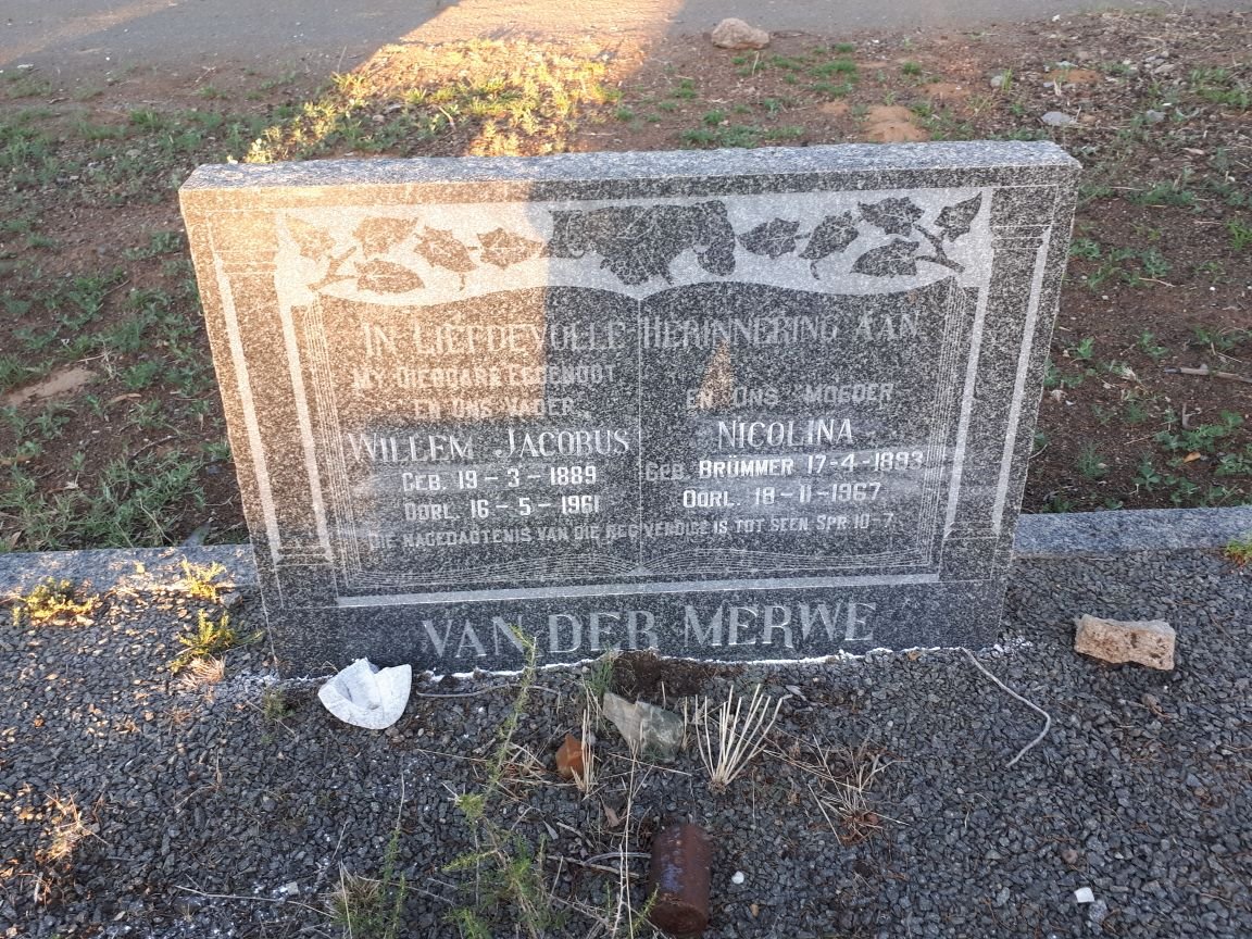 MERWE Willem Jacobus, van der 1889-1961 &amp; Nicolina BRÜMMER 1893-1967