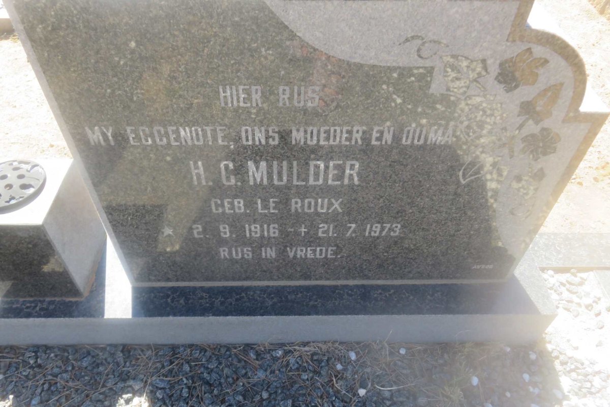 MULDER H.C. nee LE ROUX 1916-1973