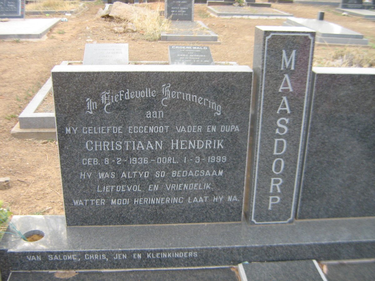 MAASDORP Christiaan Hendrik 1936-1999