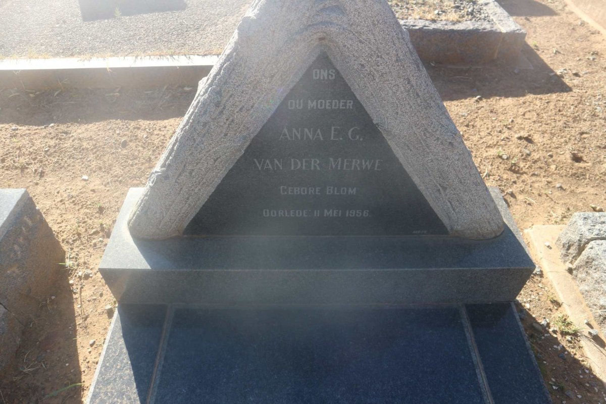 MERWE Anna E.G., van der nee BLOM -1956