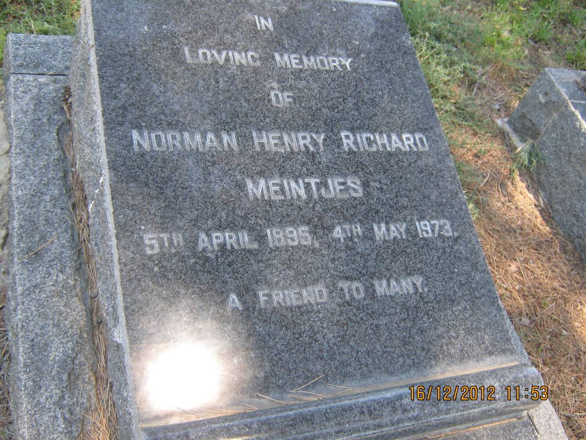 MEINTJES Norman Henry Richard 1895-1973