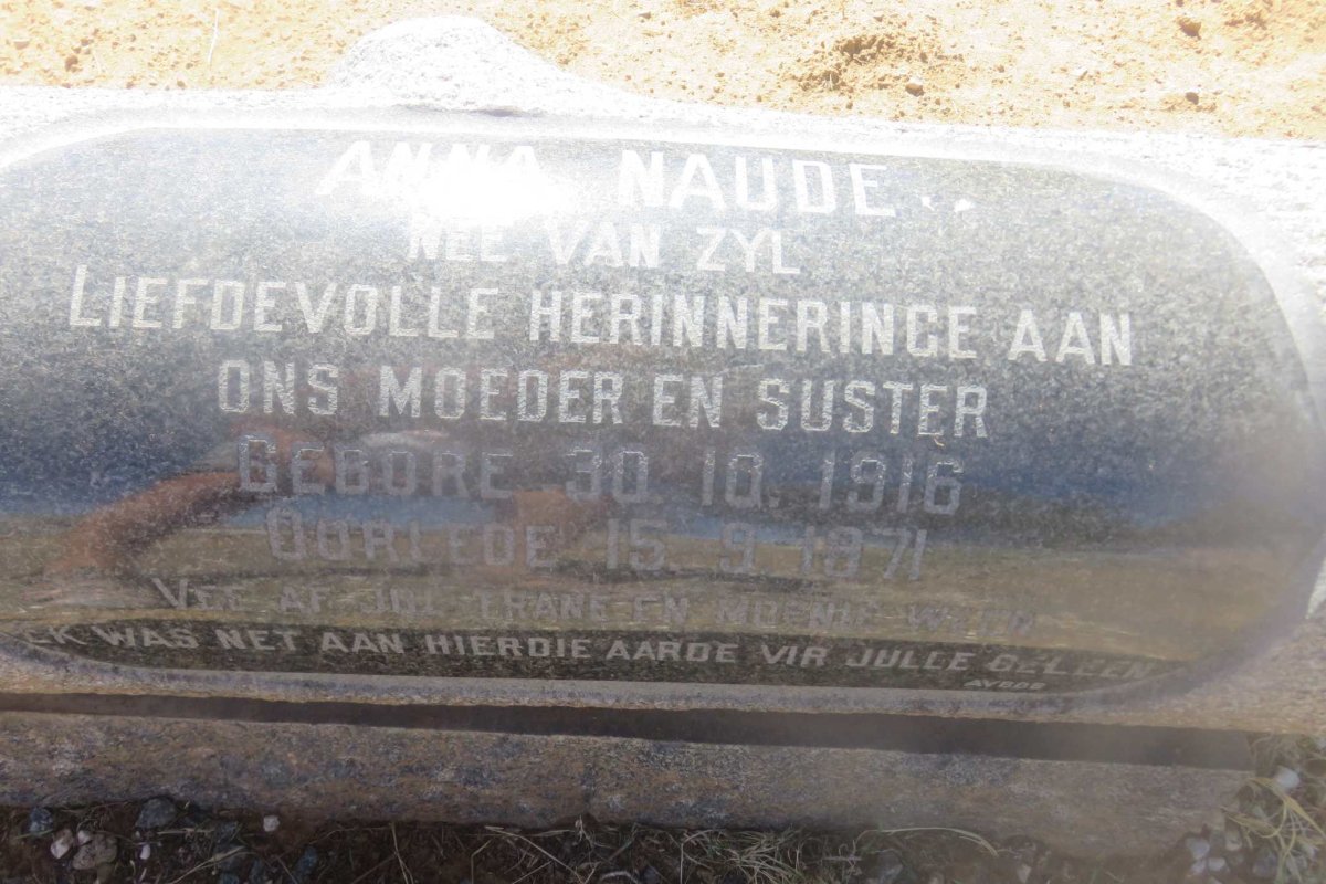 NAUDE Anna nee VAN ZYL 1916-1971