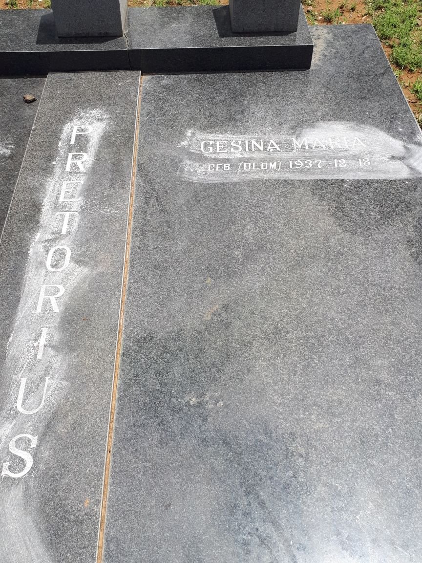PRETORIUS Marthinus Wessel 1937-1989 &amp; Gesina Maria BLOM 1937-
