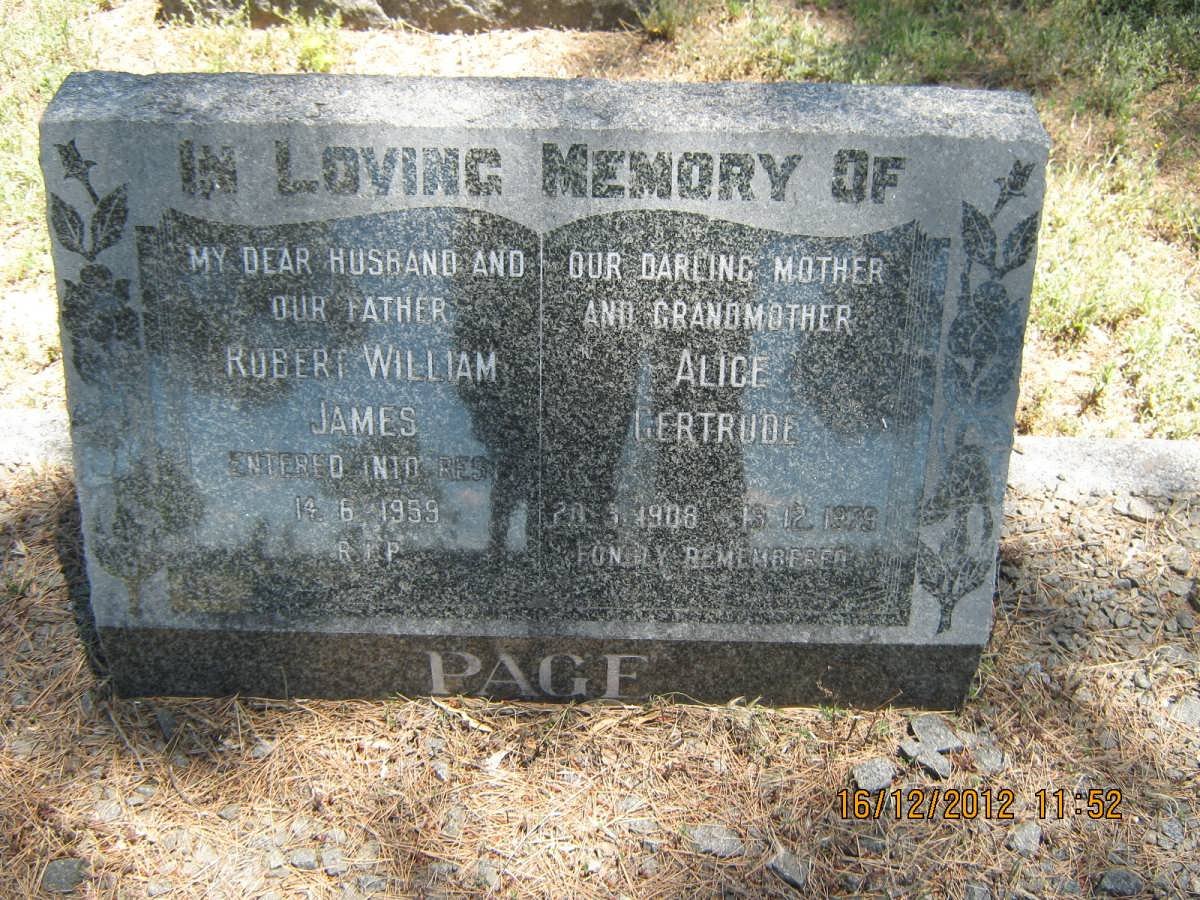 PAGE Robert William James -1959 &amp; Alice Gertrude 1908-1979