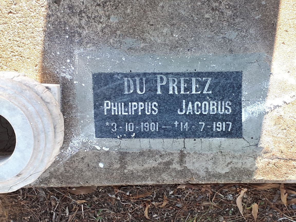 PREEZ Philippus Jacobus, du 1901-1917