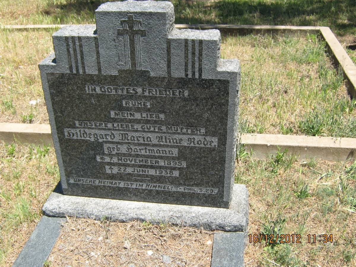 RODE Hildegard Maria Mine nee HARTMANN 1895-1938