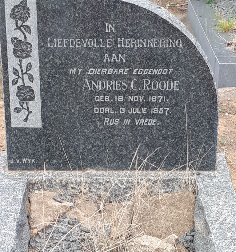 ROODE Andries C. 1871-1957