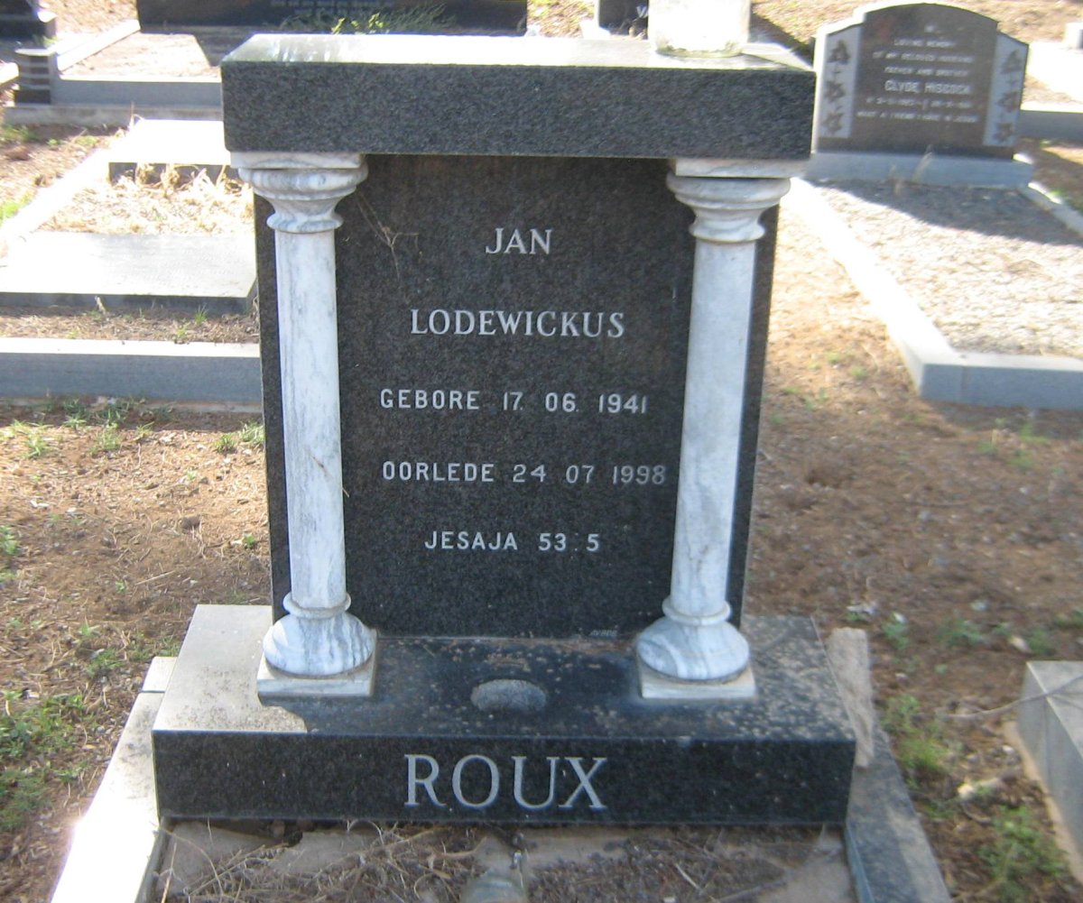 ROUX Jan Lodewickus 1941-1998