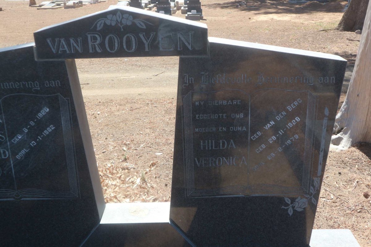 ROOYEN Jacobus Barnard, van 1925-1982 &amp; Hilda Veronica VAN DEN BERG 1928-1979