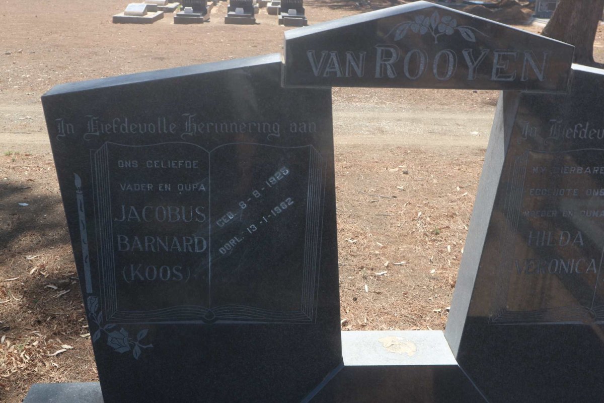 ROOYEN Jacobus Barnard, van 1925-1982 &amp; Hilda Veronica VAN DEN BERG 1928-1979