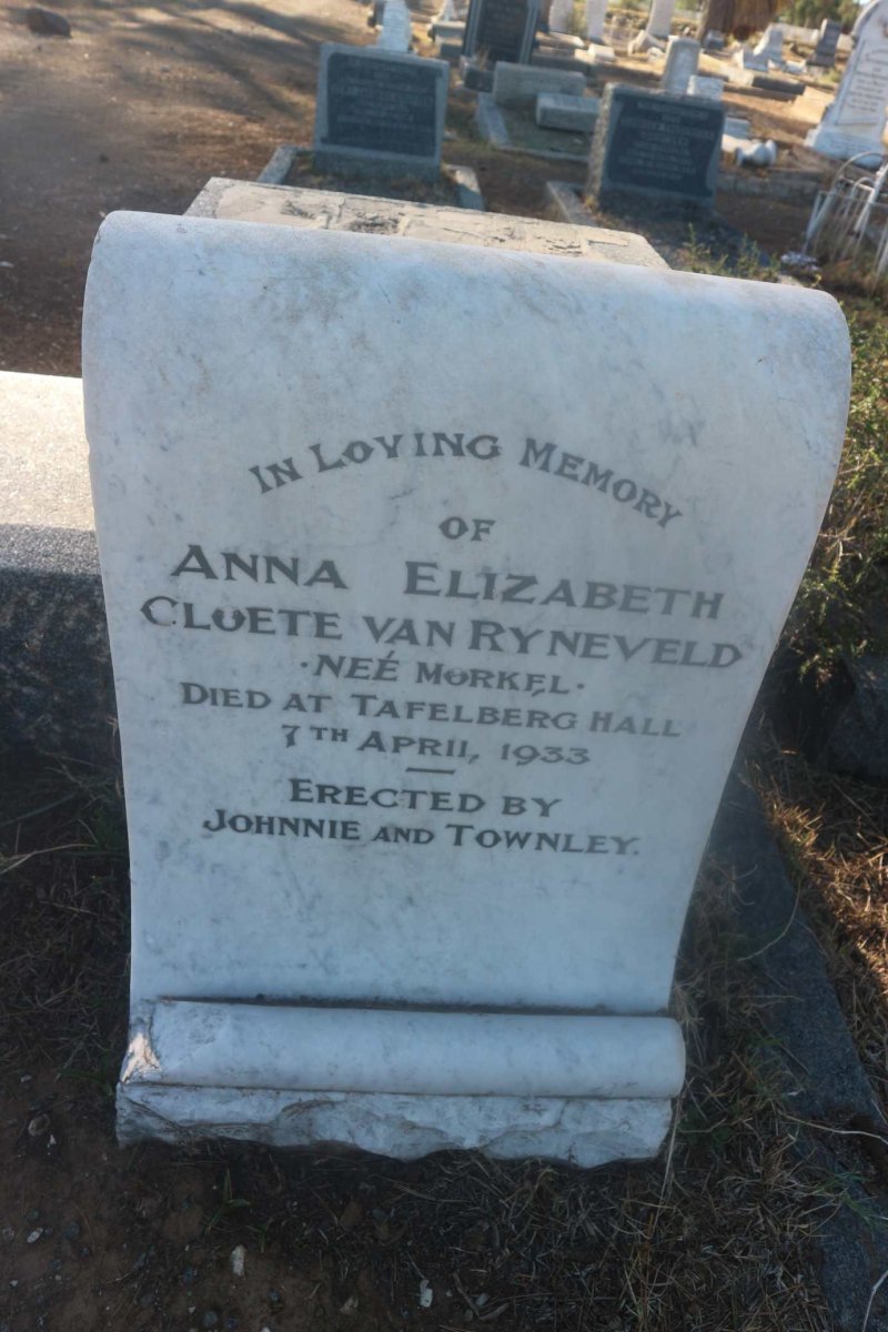 RYNEVELD Anna Elizabeth Cloete, van nee MORKEL -1933