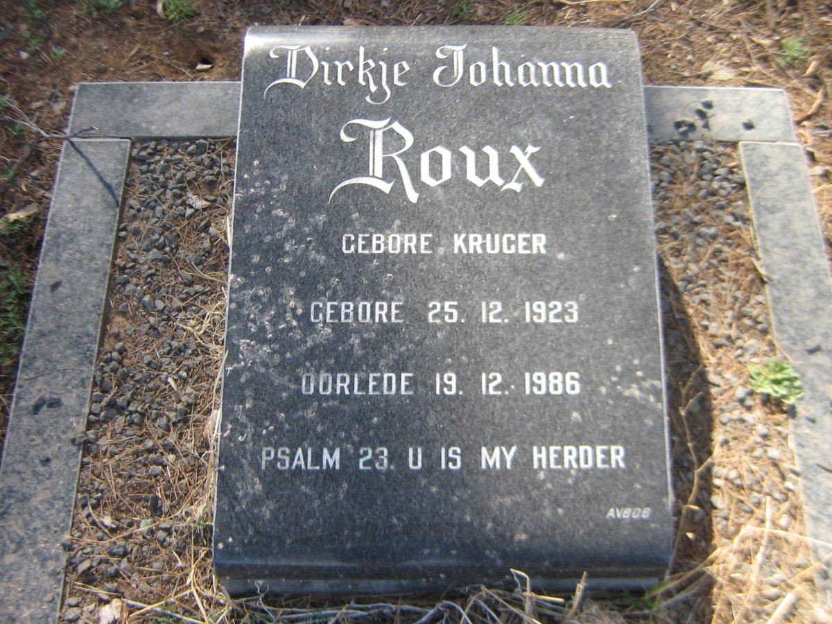 ROUX Dirkje Johanna nee KRUGER 1923-1986