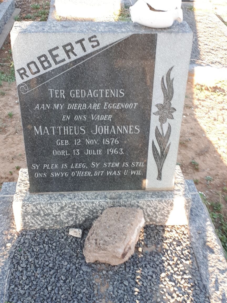 ROBERTS Mattheus Johannes 1876-1963