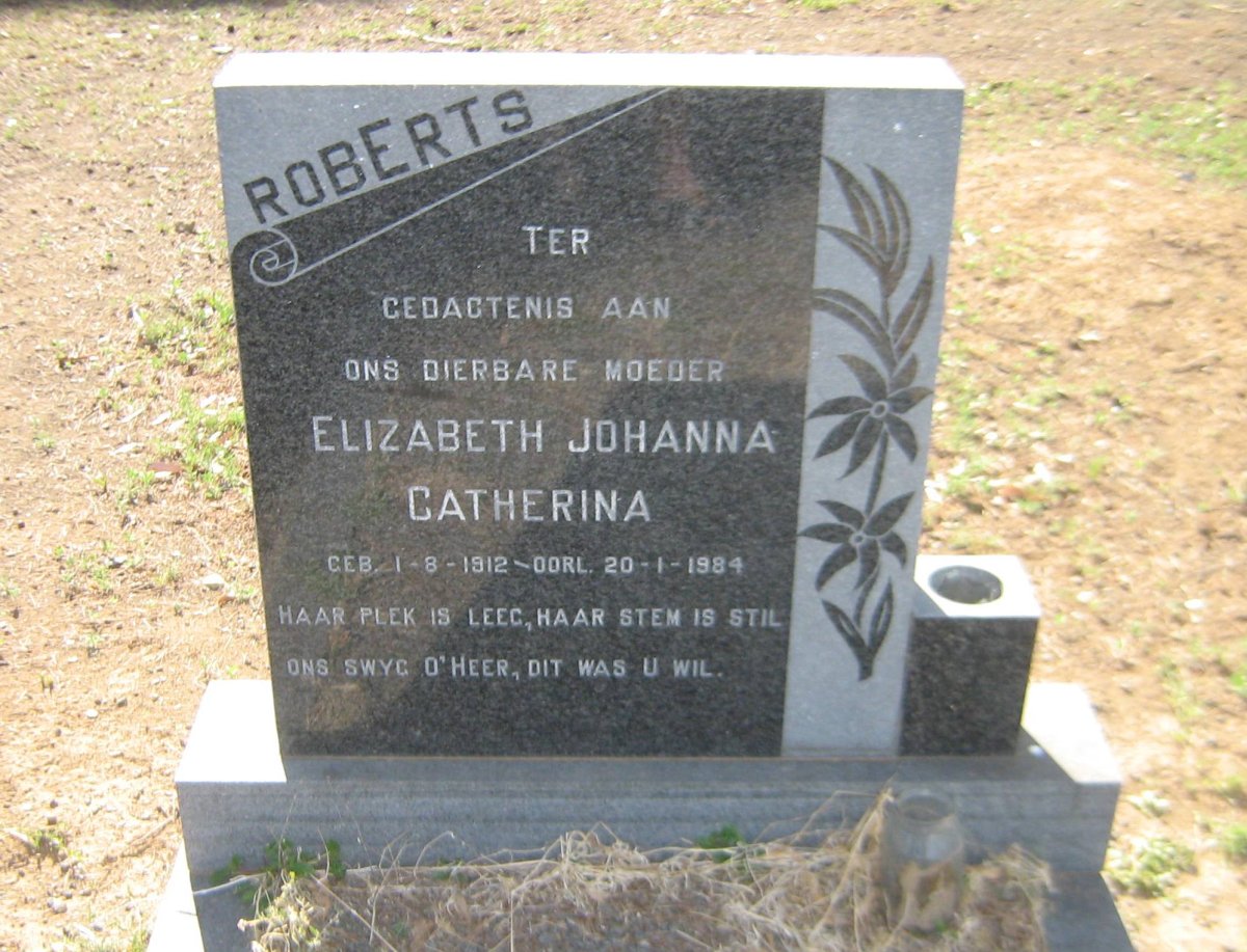 ROBERTS Elizabeth Johanna Catherina 1912-1984
