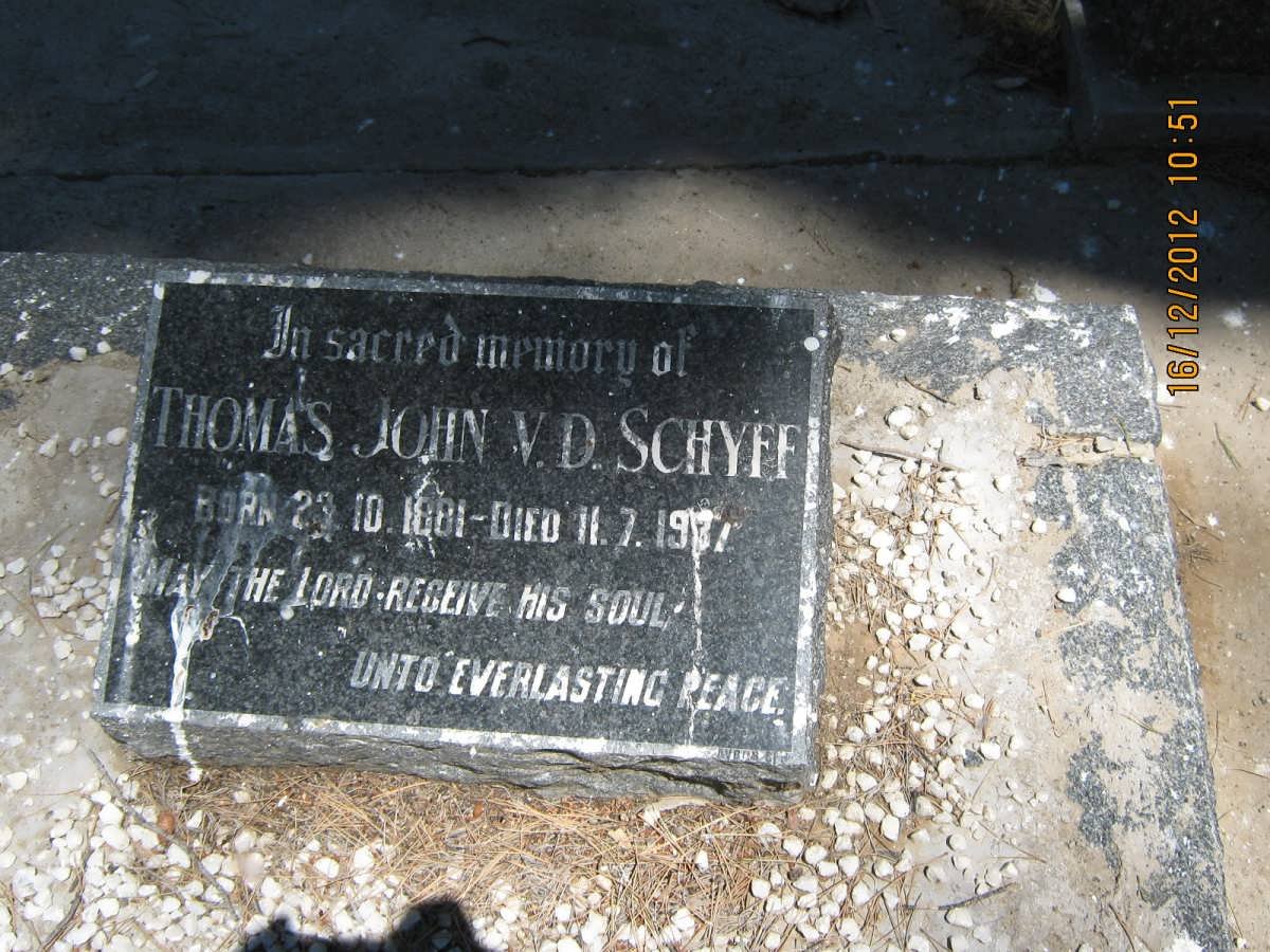 SCHYFF Thomas John, v.d. 1881-1937