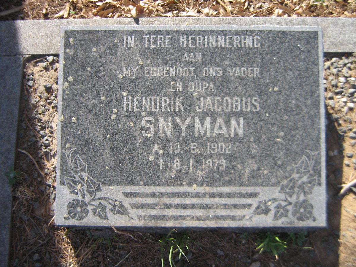 SNYMAN Hendrik Jacobus 1902-1979