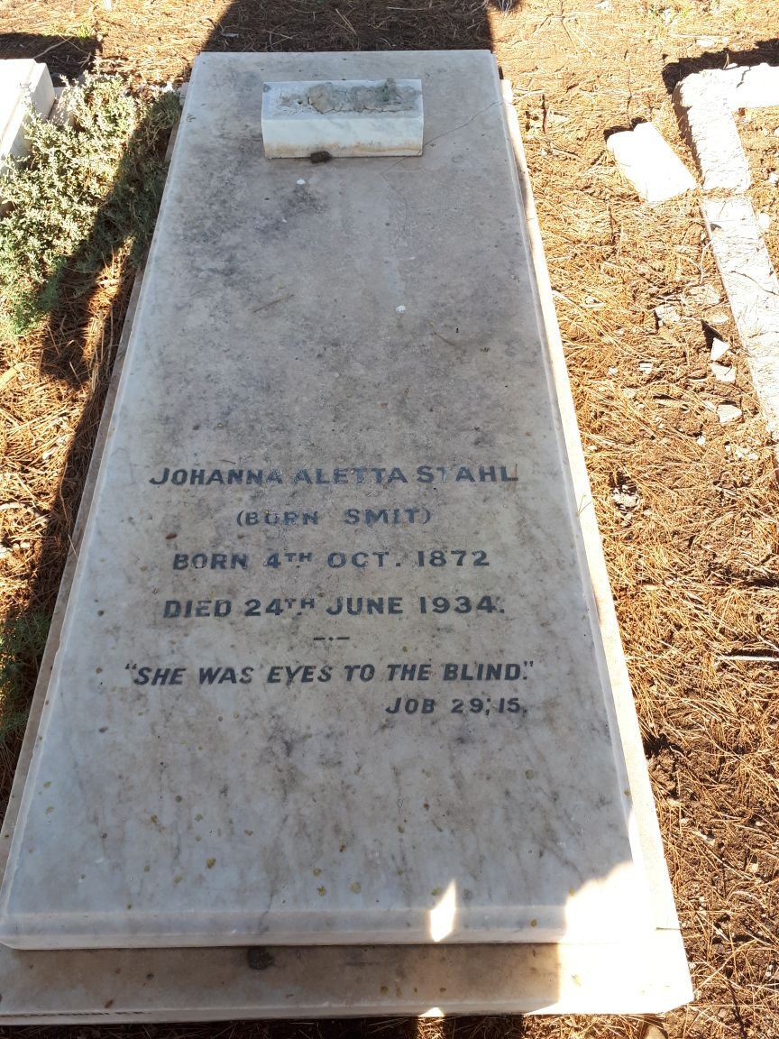 STAHL Johanna Aletta nee SMIT 1872-1934