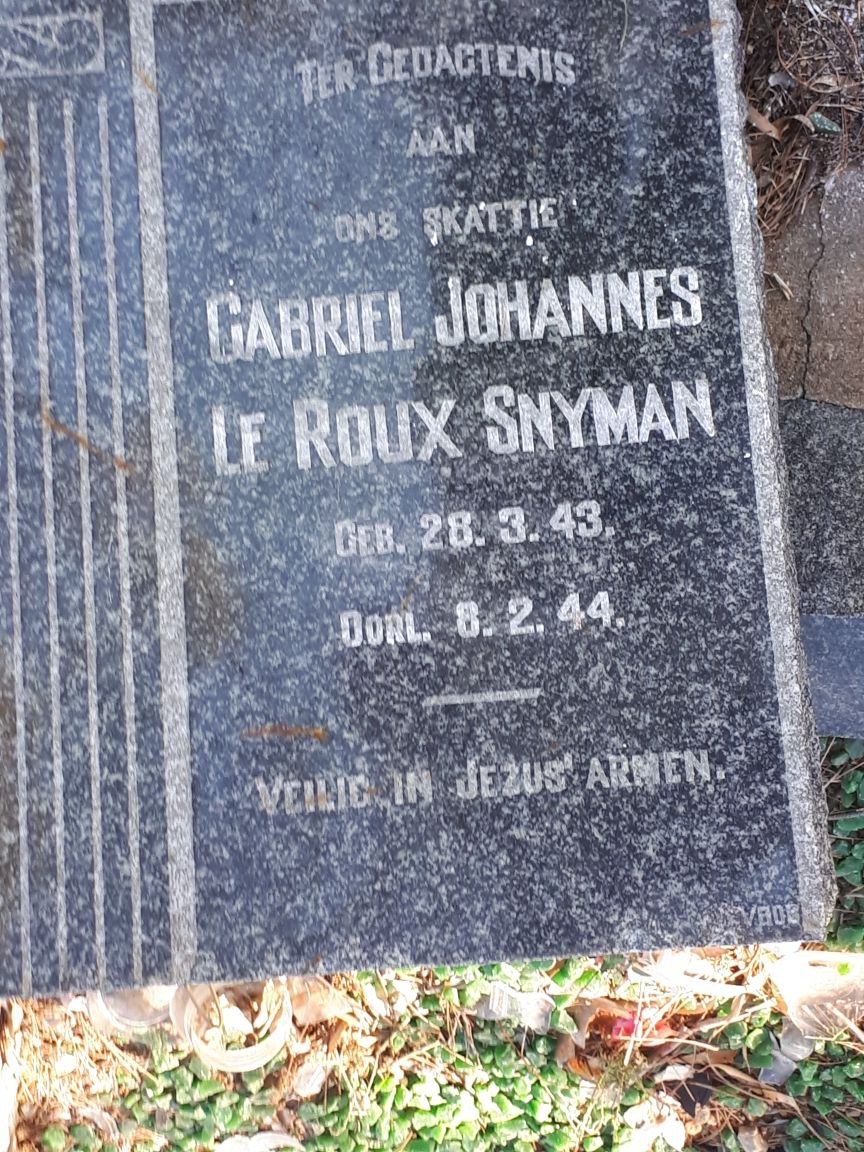 SNYMAN Gabriel Johannes le Roux 1943-1944