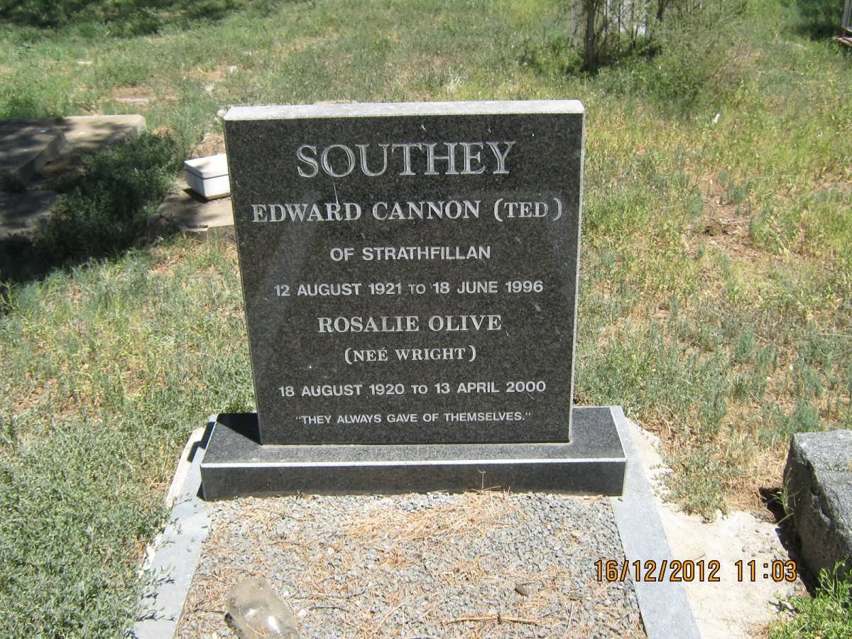 SOUTHEY Edward Cannon 1921-1996 &amp; Rosalie Olive WRIGHT 1920-2000