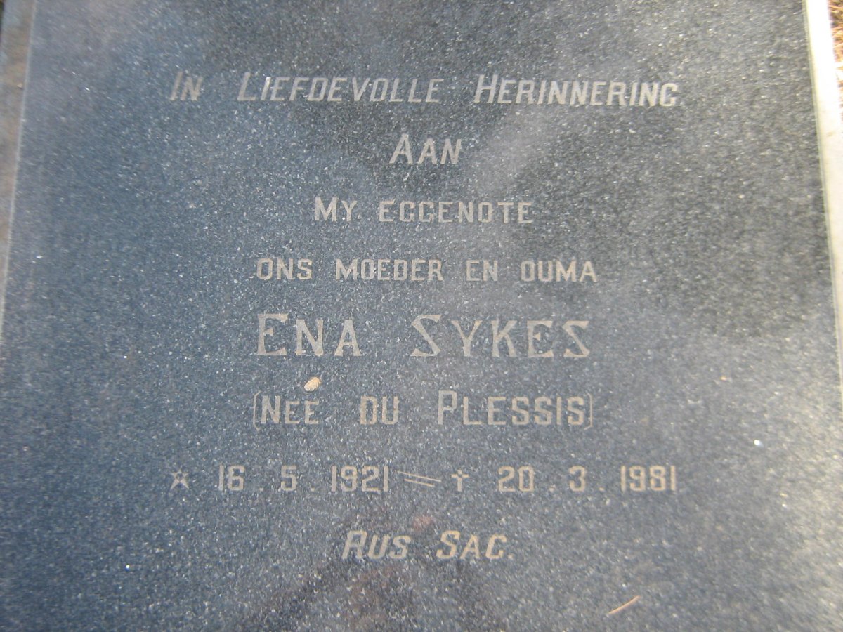 SYKES Ena nee DU PLESSIS 1921-1981