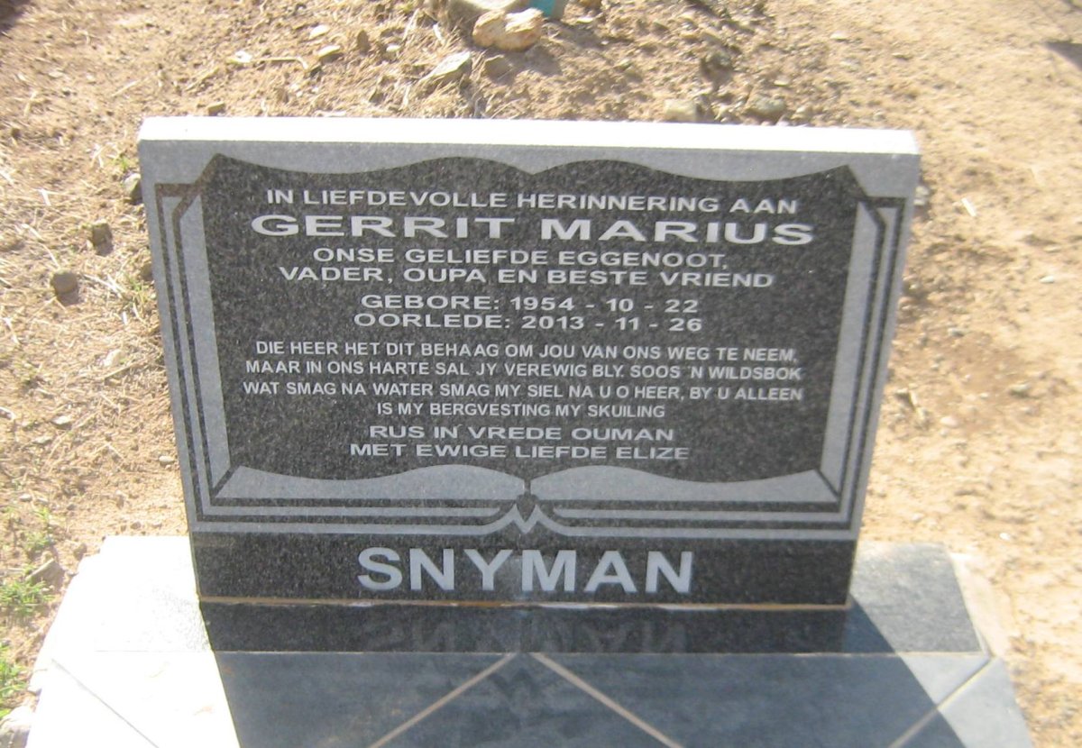 SNYMAN Gerrit Marius 1954-2013