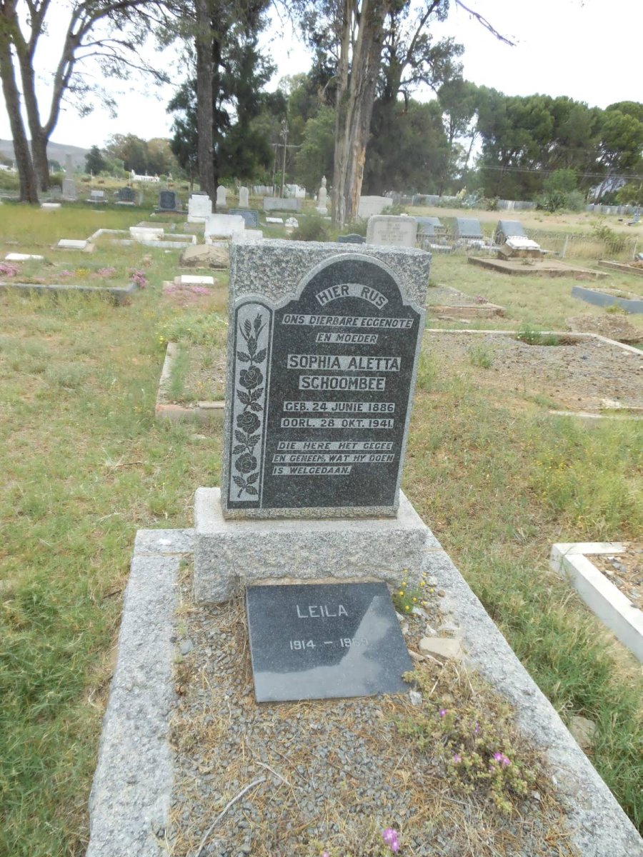 SCHOOMBEE Sophia Aletta 1886-1941 :: ? Leila 1914-1969