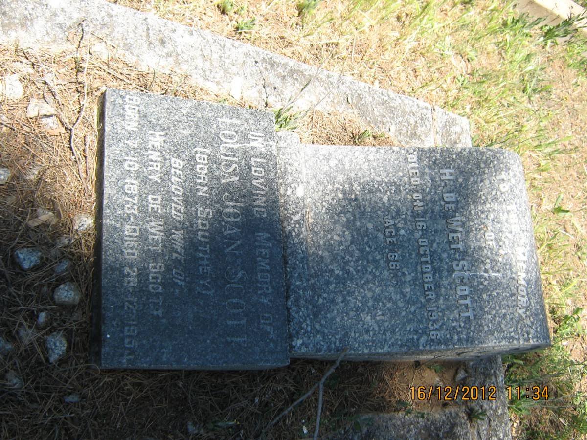 SCOTT H. de Wet -1936 &amp; Louisa Joan SOUTHEY 1873-1955