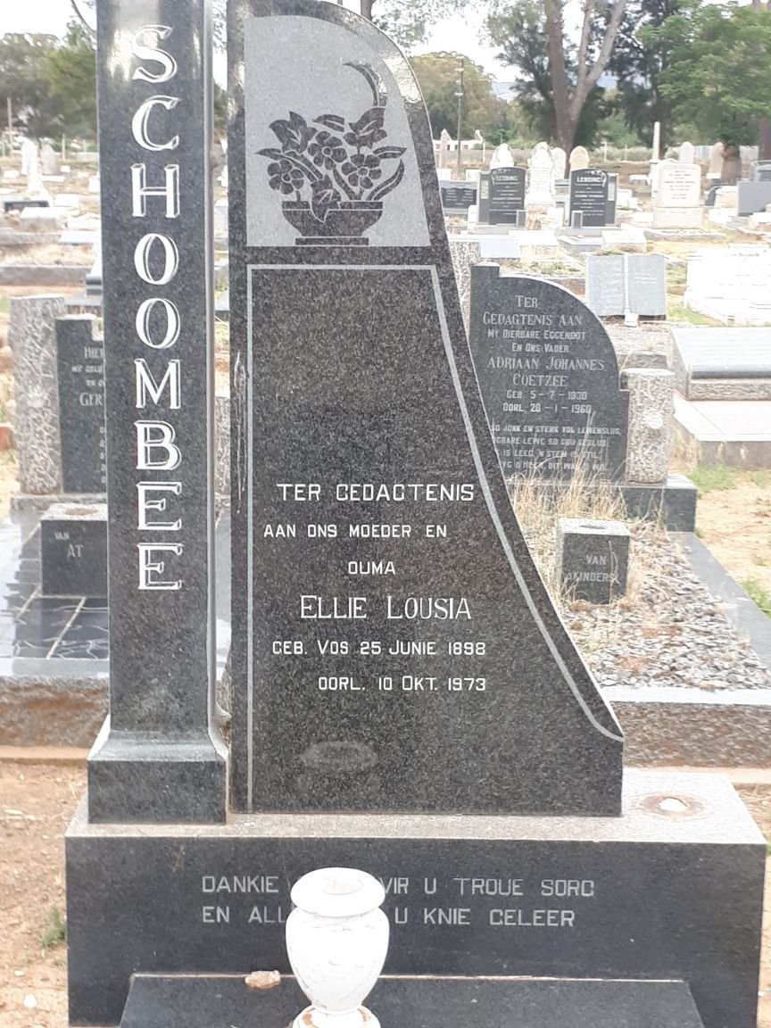 SCHOOMBEE Ellie Louisa nee VOS 1898-1973