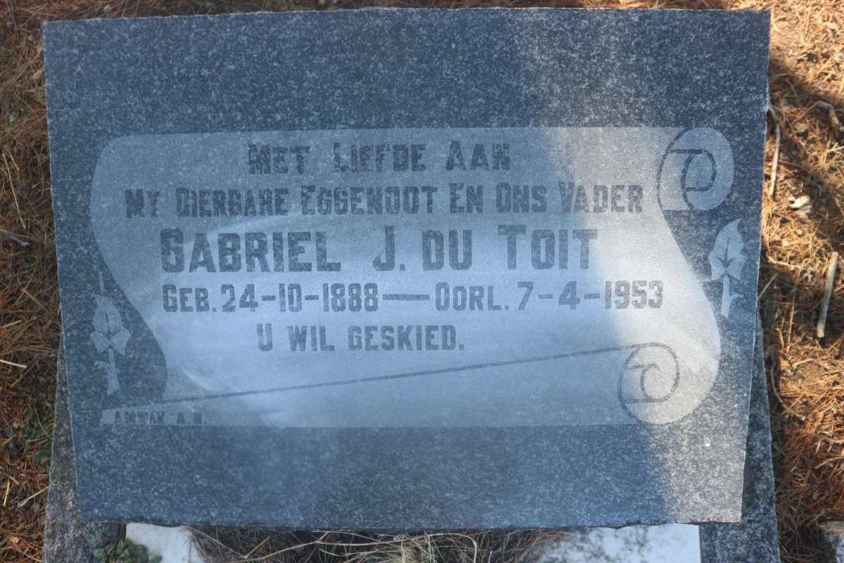TOIT Gabriel J., du 1888-1953