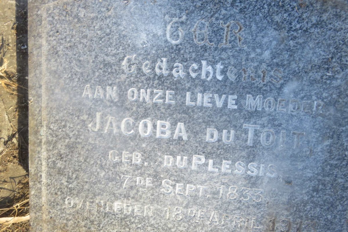 TOIT Jacoba, du nee DU PLESSIS 1833-191?