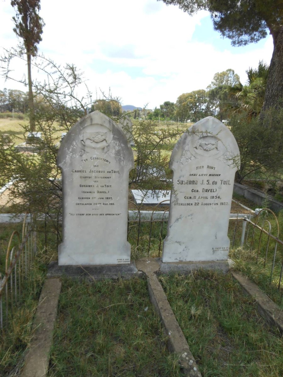 TOIT Gabriel Jacobus, du 1827-1911 &amp; Susanna J.S. DAVEL 1836-1922