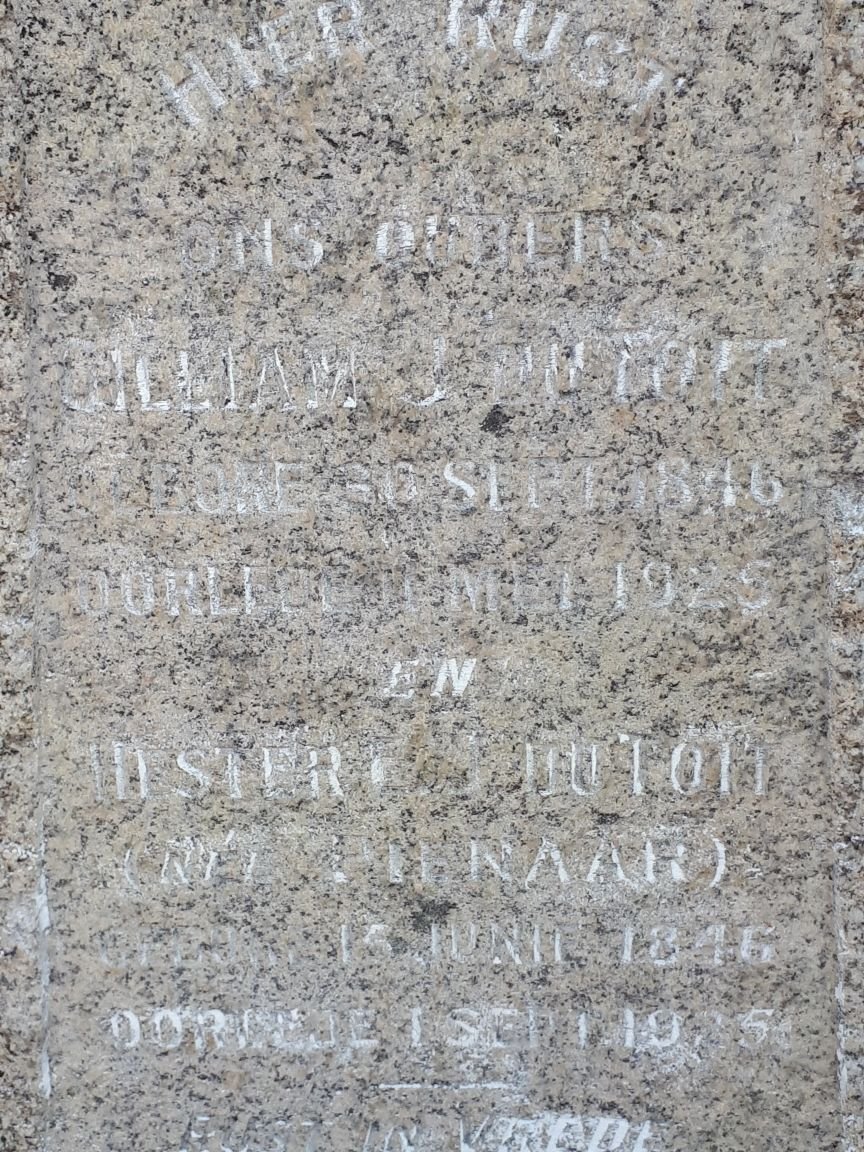 TOIT Gilliam J., du 1846-1925 &amp; Hester E.J. PIENAAR 1846-1925