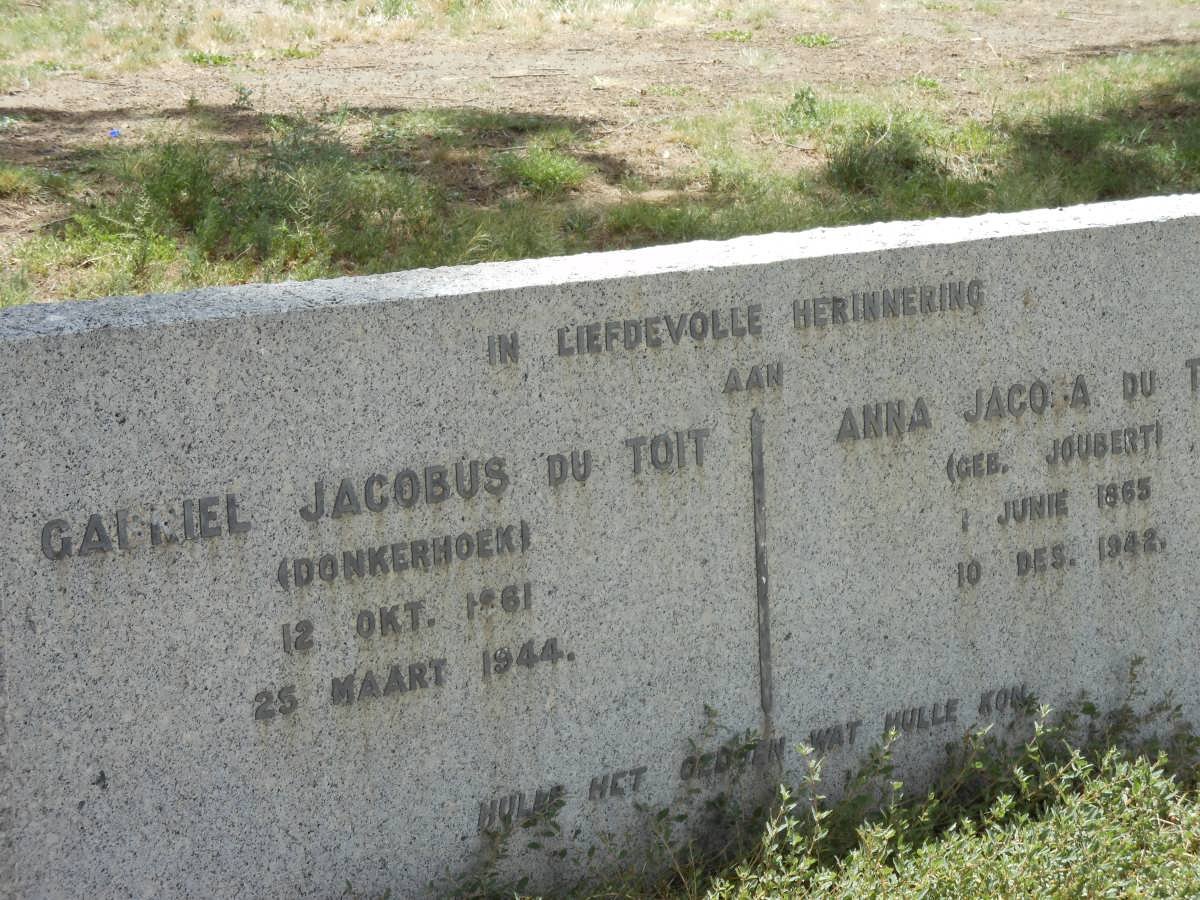 TOIT Gabriel Jacobus, du 1861-1944 &amp; Anna Jacoba JOUBERT 1865-1942