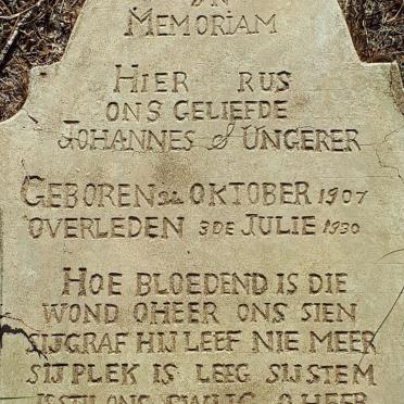 UNGERER Johannes S. 1907-1930